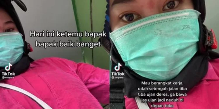 Viral Penjual Terpal Bantu Wanita Ini Berteduh, Rela Bikin Jas Hujan dari Dagangannya