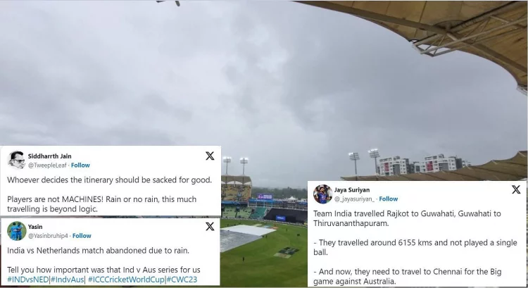 "Whoever decides the itinerary should be sacked for good" - Fans react to rain abandoning both of India's World Cup 2023 warm-up games